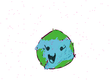 Art made by a child I taught. It depicts earth smiling as trees grow out of it.